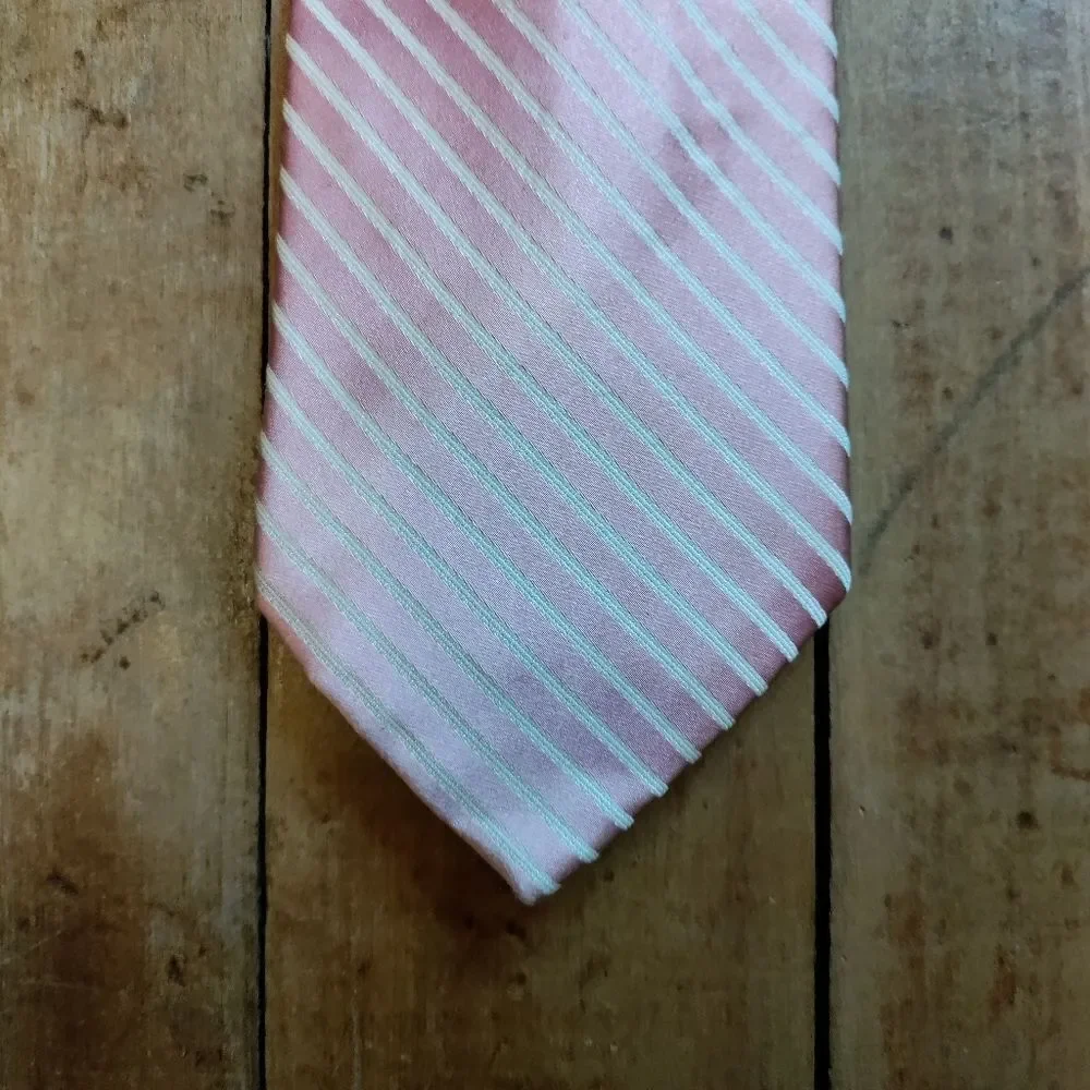 Nautica silk tie pink white stripe office wedding spring easter formal prom